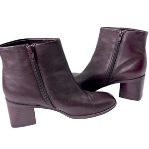 Replica Brown Leather Booties Side Zip sz 7.5